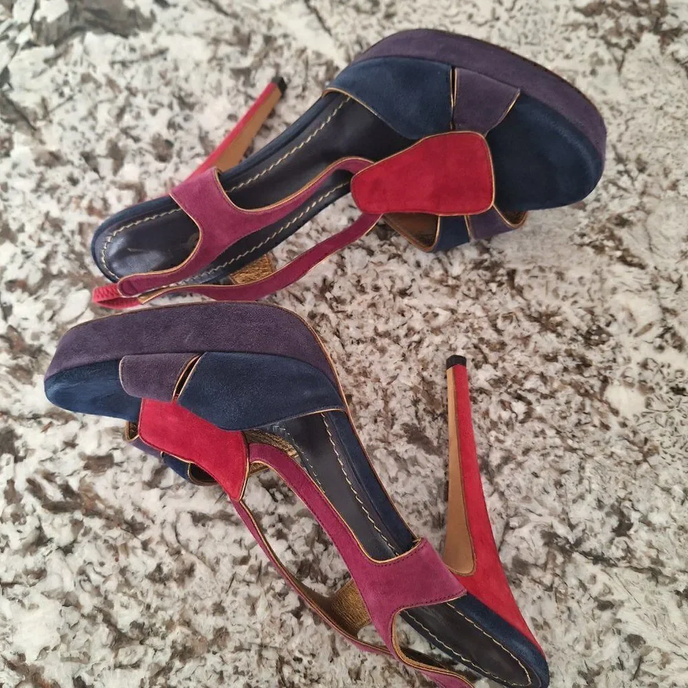 Yves Saint Laurent straps platform sandal multi color size 40‎